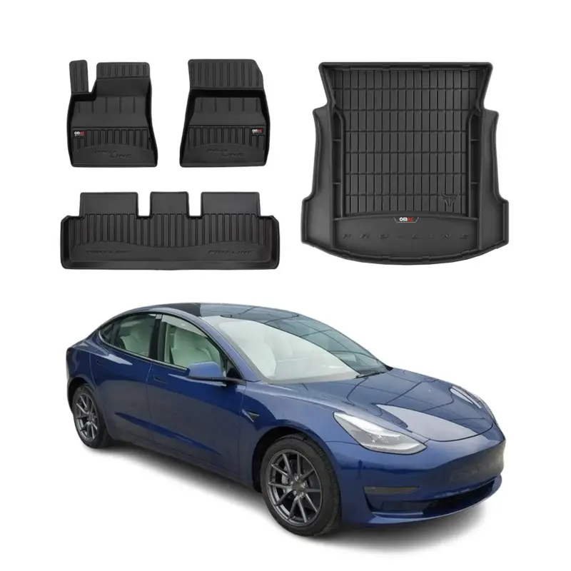 Sichere Zahlung OMAC Fußmatten & Kofferraumwanne Set für Tesla Model 3 2017-2026 Gummi 4x
