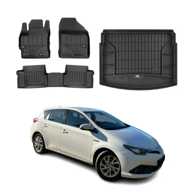 Highlight OMAC Fußmatten & Kofferraumwanne Set für Toyota Auris 2012-2018 Schwarz Gummi 4x