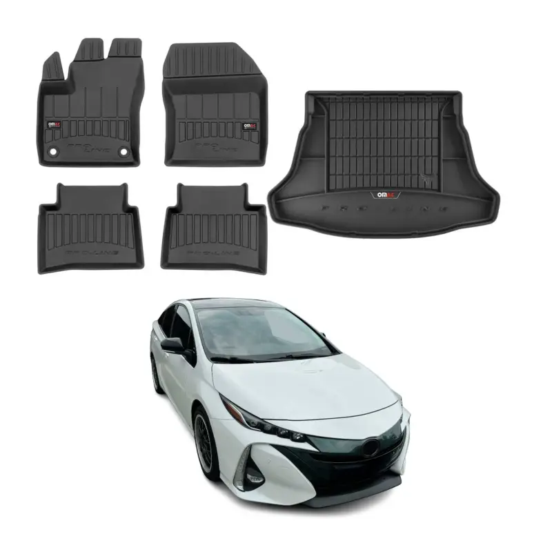 OMAC Fußmatten & Kofferraumwanne Set für Toyota Prius 2015-2022 Gummi Schwarz 5x Letzte Chance