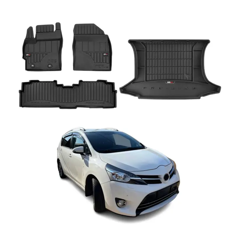 OMAC Fußmatten & Kofferraumwanne Set für Toyota Verso 2009-2018 Gummi Schwarz 4x Echt