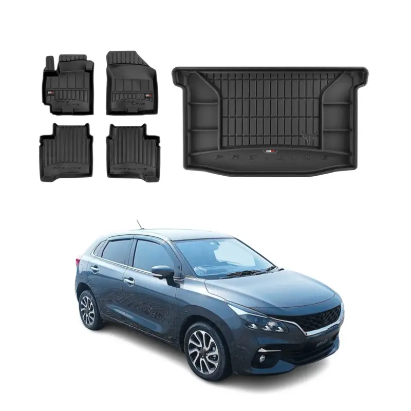 OMAC Fußmatten & Kofferraumwanne Set für Suzuki Baleno 2015-2022 Gummi 5x Must-Have