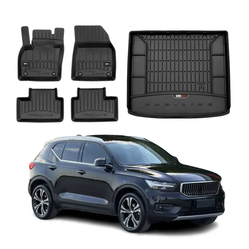 Rabatt OMAC Fußmatten & Kofferraumwanne Set für Volvo XC40 2018-2026 Gummi Schwarz 5x