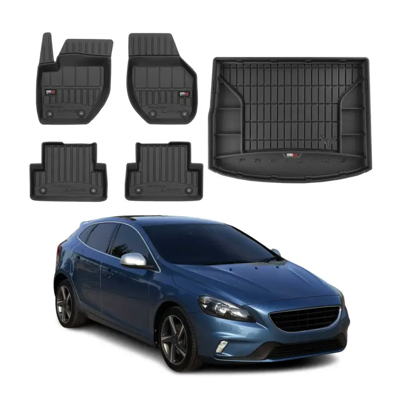 Bestseller OMAC Fußmatten & Kofferraumwanne Set für Volvo V40 2012-2019 Gummi Schwarz 5x