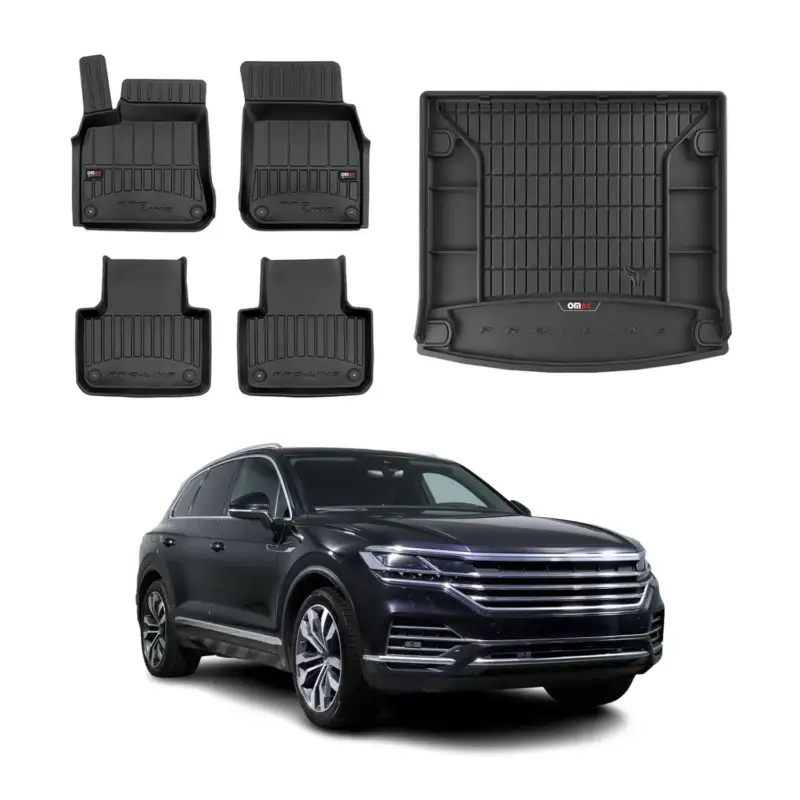 OMAC Fußmatten & Kofferraumwanne Set für VW Touareg 2018-2026 Gummi Schwarz 5x Solange Der Vorrat Reicht