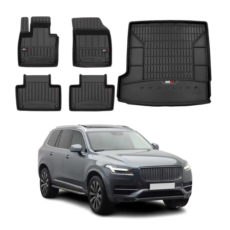 Highlight OMAC Fußmatten & Kofferraumwanne Set für Volvo XC90 2015-2019 mit 3.Reihe Gummi
