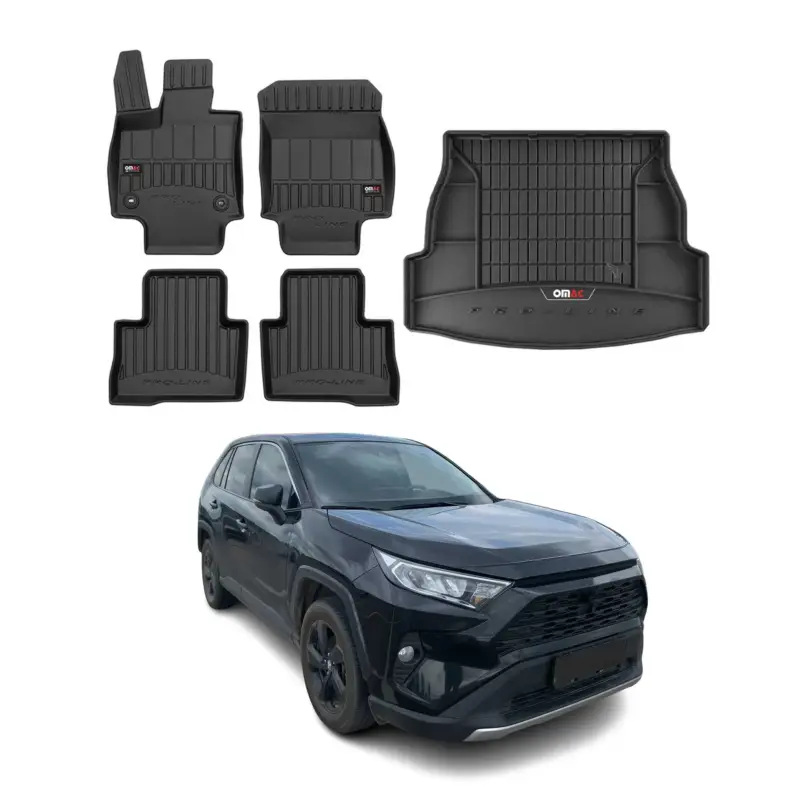 Wochenendangebot OMAC Fußmatten & Kofferraumwanne Set für Toyota RAV4 2019-2025 Gummi Schwarz 5x