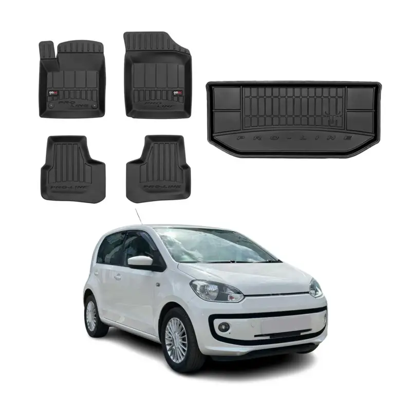 Sichere Zahlung OMAC Fußmatten & Kofferraumwanne Set für VW Up 2011-2016 Gummi TPE Schwarz 5x