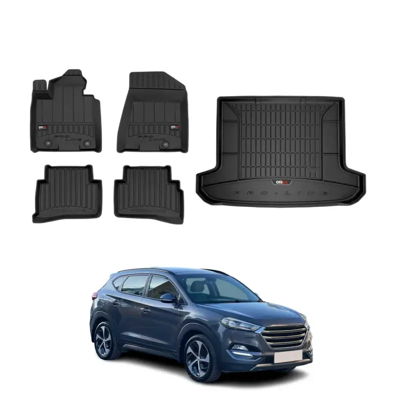 OMAC Fußmatten & Kofferraumwanne Set für Hyundai Tucson 2015-2020 Gummi TPE 5x Mega-Angebot