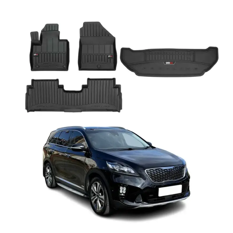 Neue Kollektion OMAC Fußmatten & Kofferraumwanne Set für Kia Sorento 2015-2020 Gummi Schwarz 4x