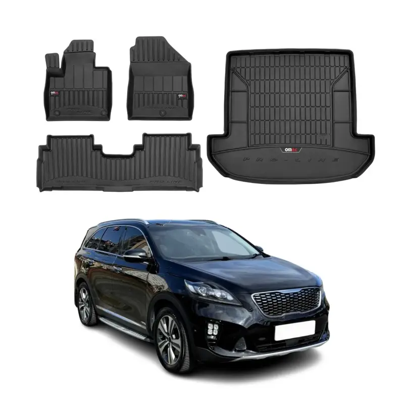 Garantierte Lieferung OMAC Fußmatten & Kofferraumwanne Set für Kia Sorento 2015-2020 Schwarz Gummi 4x