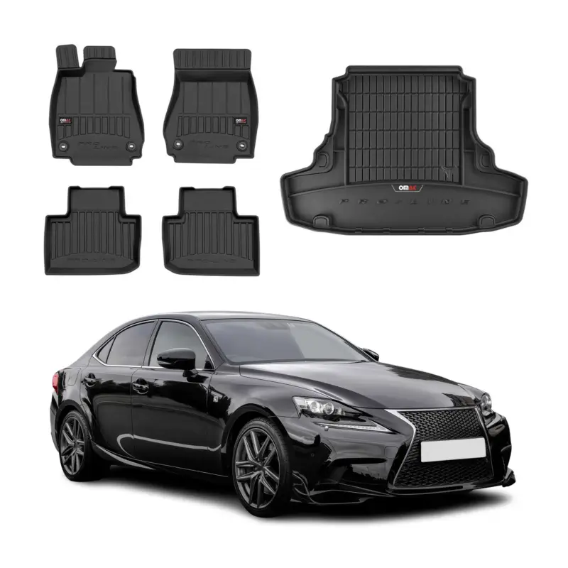 OMAC Fußmatten & Kofferraumwanne Set für Lexus IS III 2013-2020 Pre-FL Gummi 5x Direkt Vom Hersteller