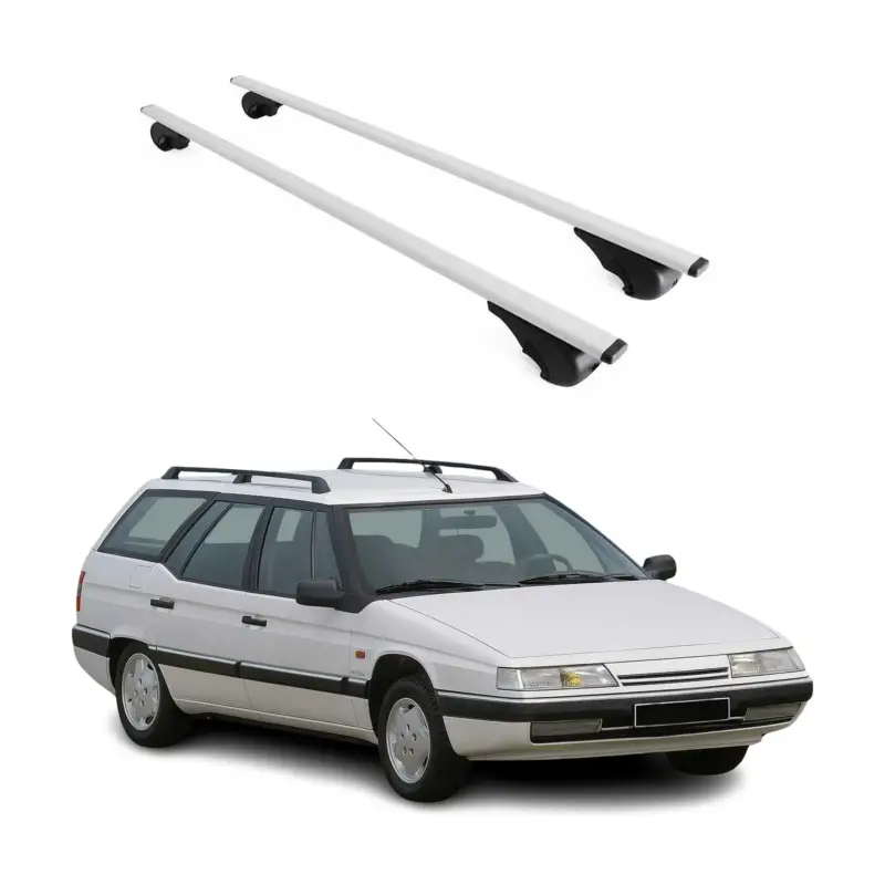 Dachträger Grundtäger für Citroen XM Kombi 1991-2000 75kg Metall Silber 2 tlg Direktkauf