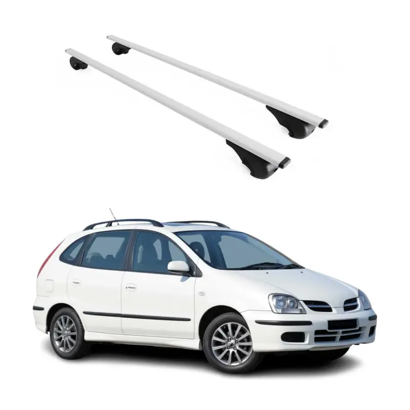 Wochenendangebot Dachträger Grundtäger für Nissan Almera 2000-2006 75kg Metall Silber 2 tlg
