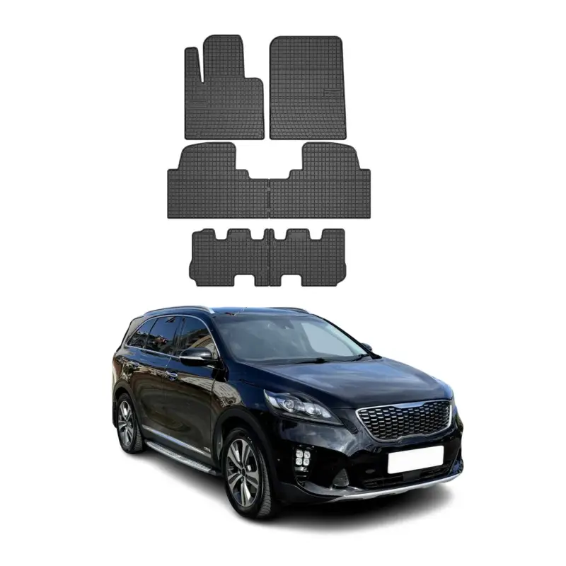OMAC Gummi Fußmatten für Kia Sorento 2015-2020 Automatten Gummi Schwarz 6tlg Top-Seller