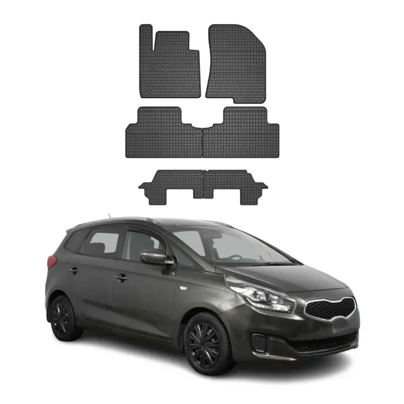 OMAC Gummi Fußmatten für Kia Carens 2013-2019 Automatten Gummi Schwarz 6tlg Neue Kollektion