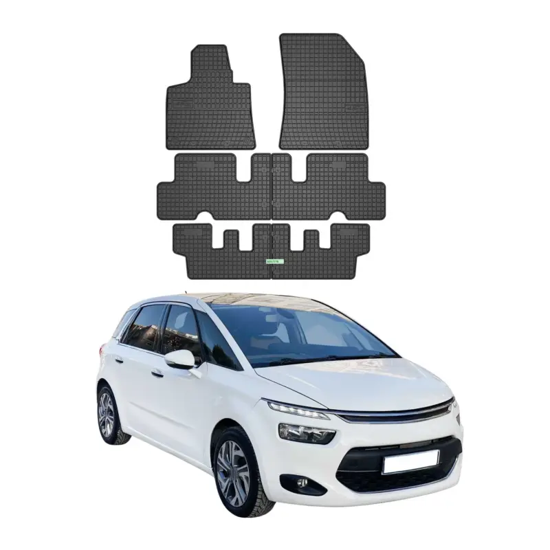 OMAC Gummi Fußmatten für Citroen C4 Grand Picasso 2013-2018 3. Reihe Schwarz 6x Schneller Versand