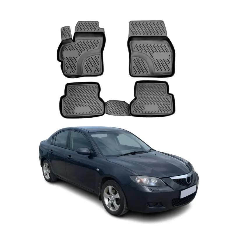 Markenprodukt OMAC Gummimatten Fußmatten für Mazda 3 2003-2009 TPE Automatten Schwarz 4x