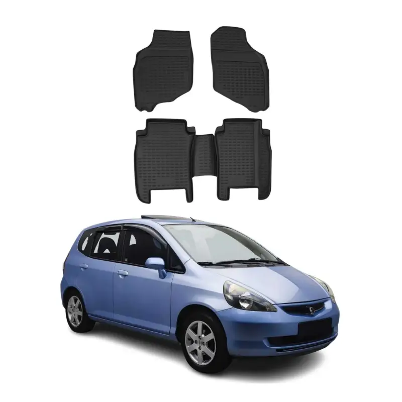 Nur Heute OMAC Gummimatten Fußmatten für Honda Jazz 2001-2008 TPE Automatten Schwarz 4x
