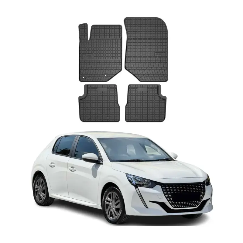 OMAC Gummi Fußmatten für Peugeot 208 2019-2026 Automatten Gummi TPE Schwarz 4tlg Schneller Versand