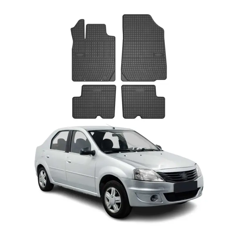 OMAC Gummi Fußmatten für Dacia Logan 2008-2014 Automatten Gummi TPE Schwarz 4tlg Echt
