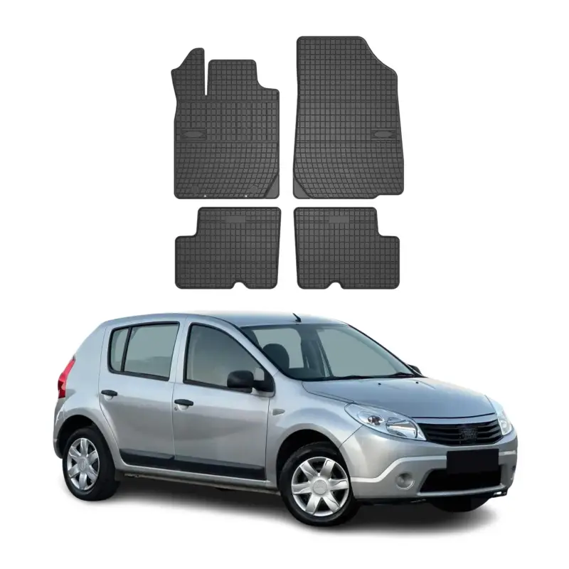Highlight OMAC Gummi Fußmatten für Dacia Sandero 2008-2012 Automatten Gummi TPE Schwarz 4x