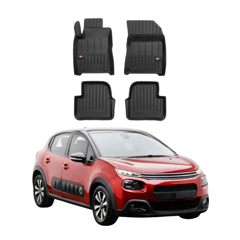 Markenprodukt OMAC Gummi Fußmatten für Citroen C3 Schrägheck 2016-2024 Premium TPE Schwarz 4x