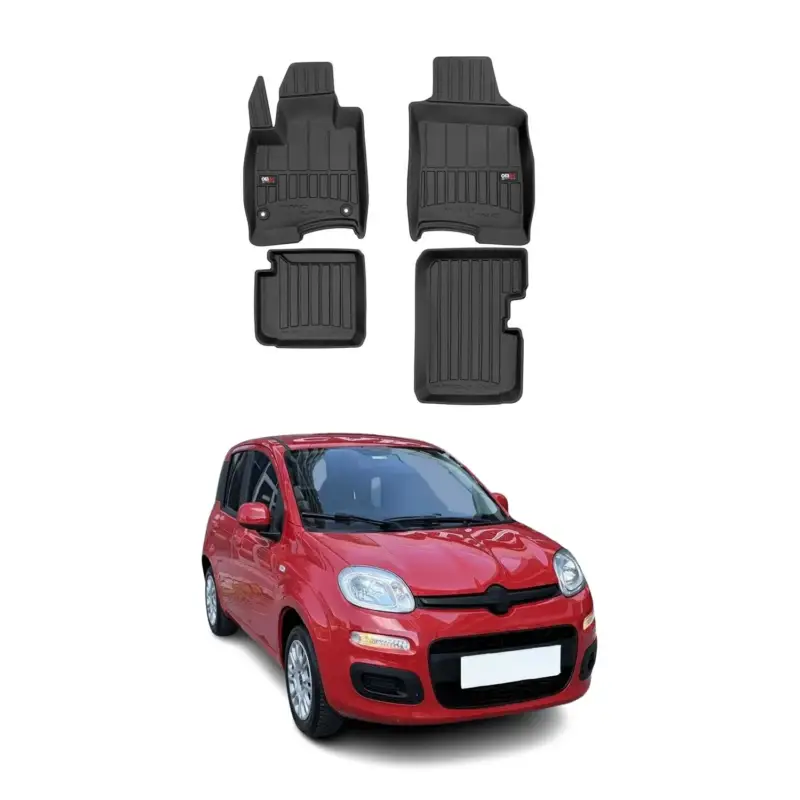 OMAC Gummi Fußmatten für Fiat Panda 2020-2026 Hybrid TPE Automatten Schwarz 4x Preis Gesenkt