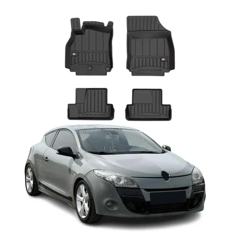 OMAC Gummi Fußmatten für Renault Megane Coupe 2009-2012 Premium Gummi Schwarz 4x Saisonangebot