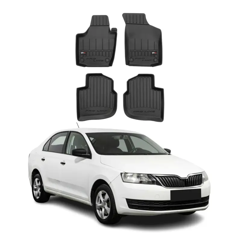 Echt OMAC Gummi Fußmatten für Skoda Rapid 2012-2019 Premium TPE Automatten Schwarz 4x
