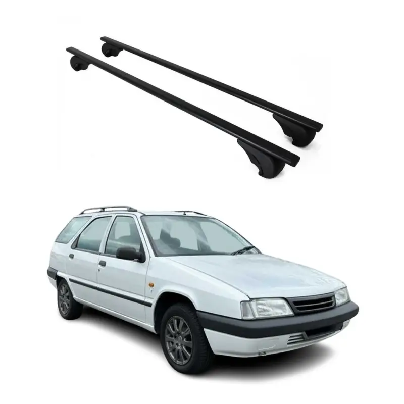 Dachträger Grundtäger für Citroen ZX Kombi 1994-1998 75kg Metall Schwarz 2 tlg Neue Ware