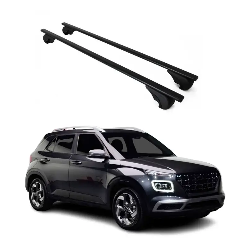 Zertifiziert Dachträger Grundtäger für Hyundai Venue 2020-2026 75kg Metall Schwarz 2 tlg