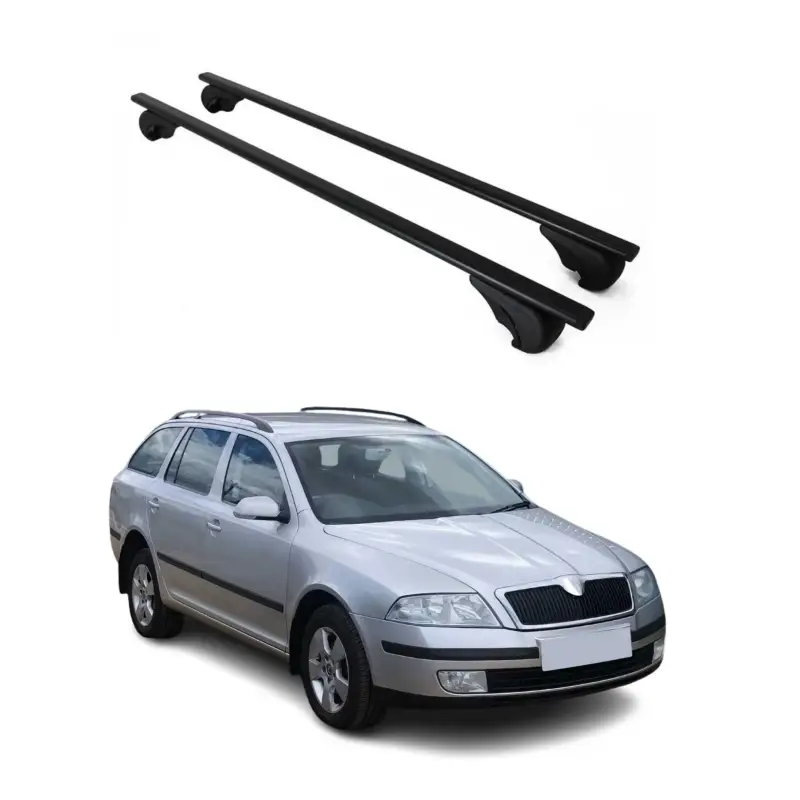 Zertifiziert Dachträger Grundtäger für Skoda Octavia mk2 2004-2013 75kg Metall Schwarz 2 tlg