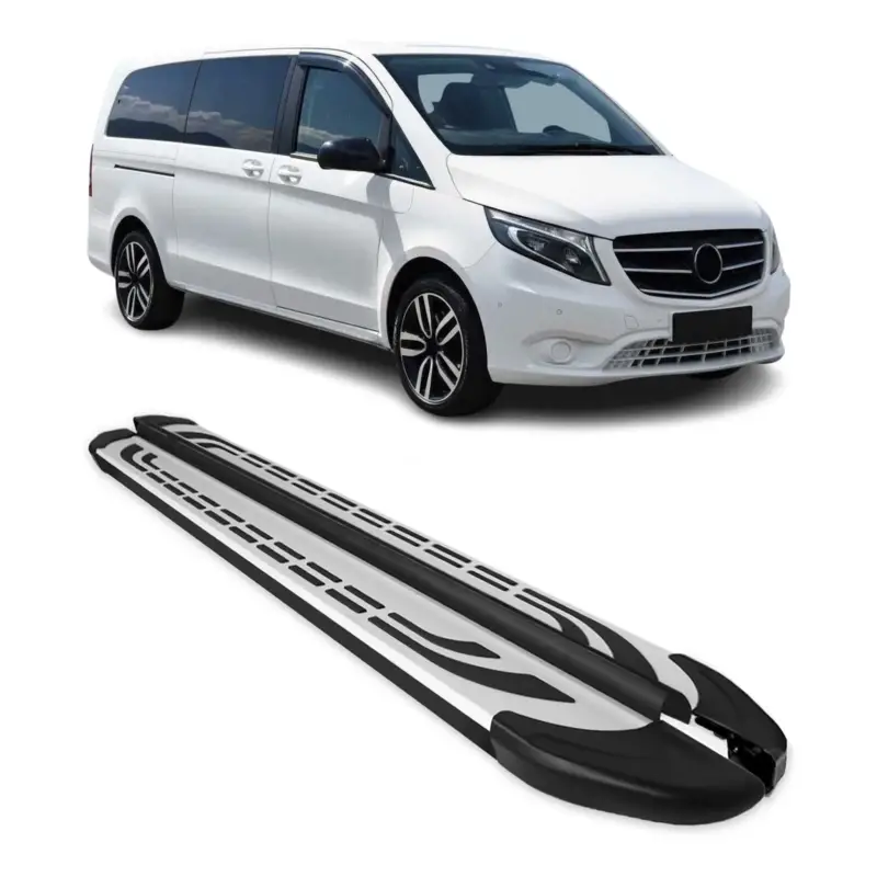 Trittbretter Schweller Seitenbretter für Mercedes Vito L3 2014-2026 Alu Schwarz Saisonangebot