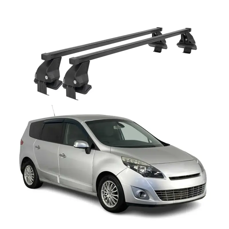 Versand Am Gleichen Tag Menabo Dachträger für Renault Scenic mk3 2009-2013 Pre-FL 50kg Stahl Schwarz 2x