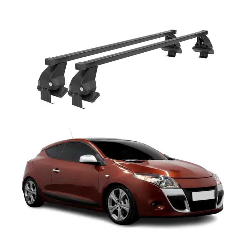 Finale Aktion Menabo Dachträger für Renault Megane Coupé mk3 2008-2012 Pre-FL 50kg Schwarz 2x