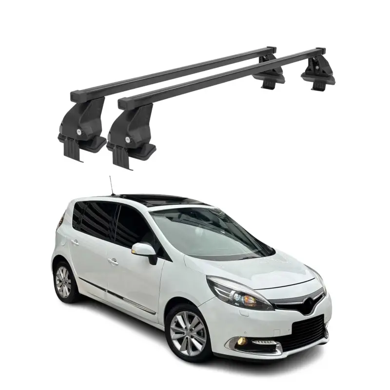 Menabo Dachträger für Renault Scenic mk3 2013-2016 FL 50kg Stahl Schwarz 2x Neue Kollektion