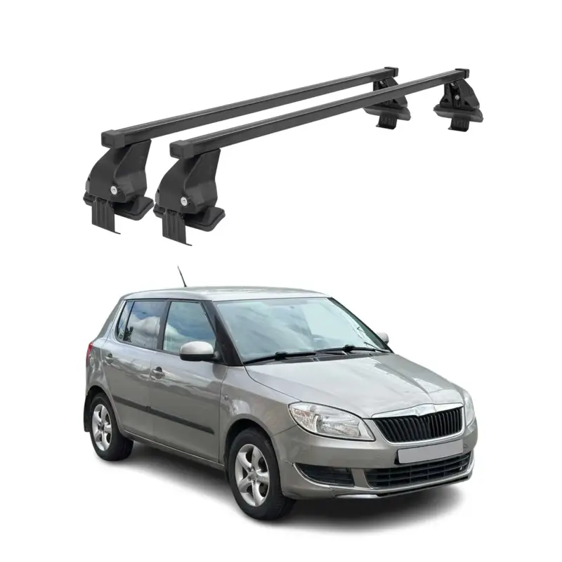 Echt Menabo Dachträger Grundtäger für Skoda Fabia mk2 2007-2014 50kg Stahl Schwarz 2x