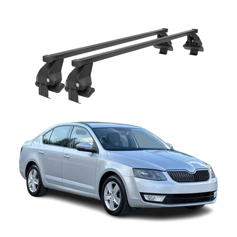 Menabo Dachträger für Skoda Octavia mk3 2013-2017 Pre-FL 50kg Stahl Schwarz 2x Echt