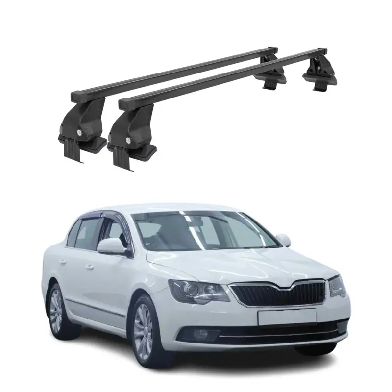 Menabo Dachträger für Skoda Superb mk2 2008-2013 Pre-FL 50kg Stahl Schwarz 2x Neu Im Sortiment