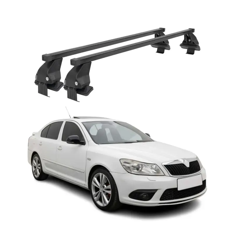Nur Für Kurze Zeit Menabo Dachträger für Skoda Octavia mk2 2008-2013 FL 5tür 50kg Stahl Schwarz 2x