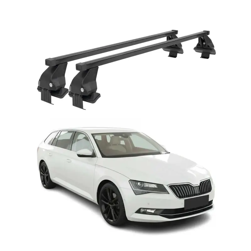 Menabo Dachträger für Skoda Superb mk3 Kombi 2015-2019 Pre-FL 50kg Stahl Schwarz Markenprodukt