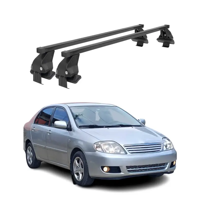 Menabo Dachträger für Toyota Corolla E12 Limo 2002-2019 50kg Stahl Schwarz 2x Begrenztes Angebot