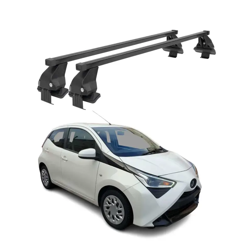 Meistverkauft Menabo Dachträger Grundtäger für Toyota Aygo 2014-2022 50kg Stahl Schwarz 2 tlg