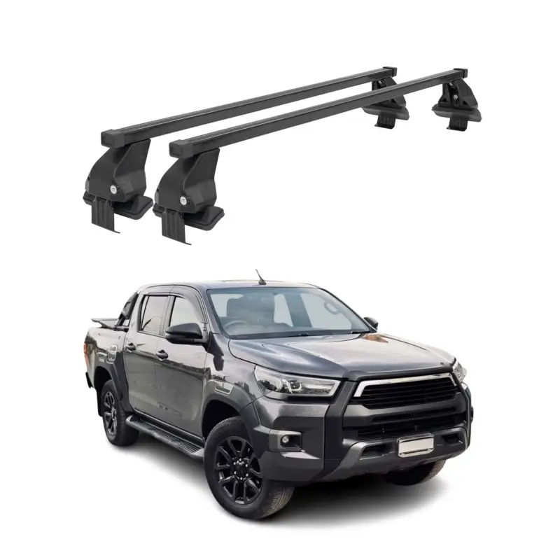 Wochenendangebot Menabo Dachträger Grundtäger für Toyota Hilux 2015-2026 50kg Stahl Schwarz 2 tlg