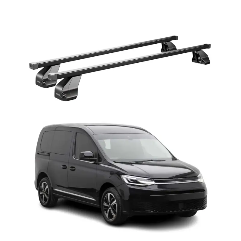 Zertifiziert Menabo Dachträger Grundtäger für VW Caddy 2020-2026 75kg Stahl Schwarz 2 tlg