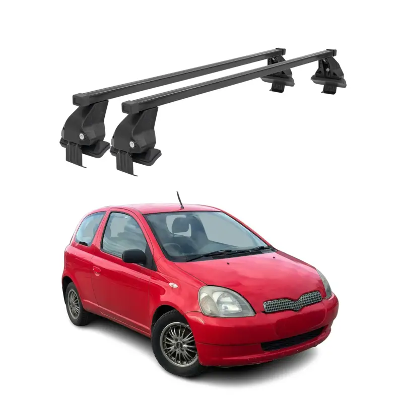 Neue Ware Menabo Dachträger Grundtäger für Toyota Yaris 1999-2005 50kg Stahl Schwarz 2 tlg