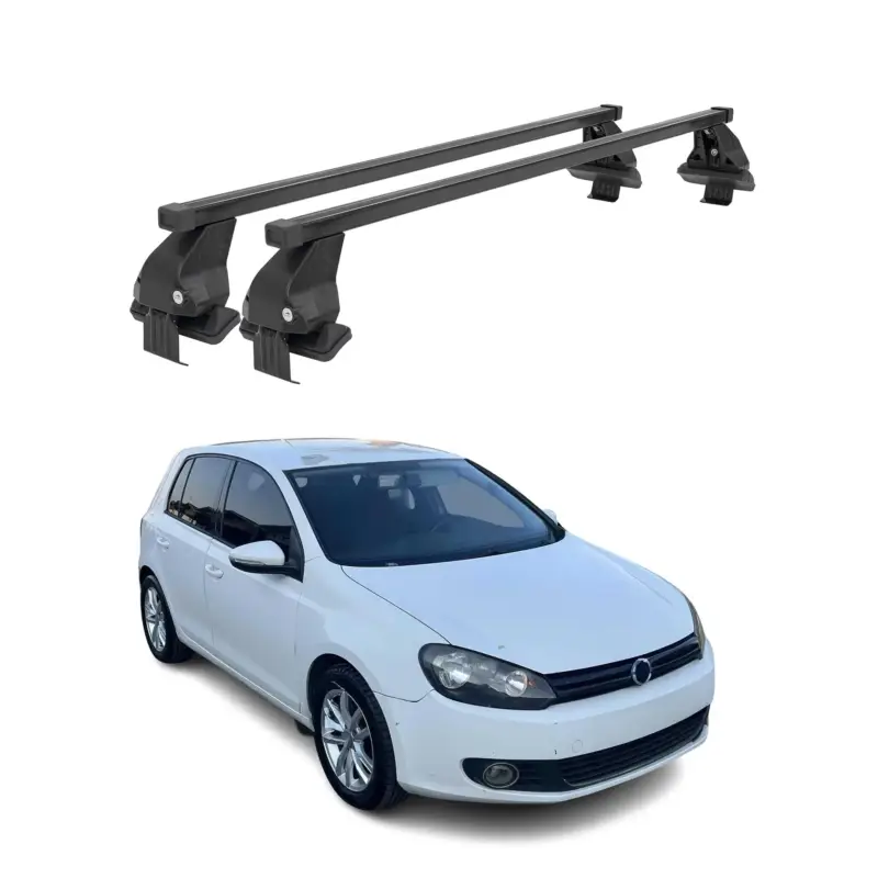 Rabatt Menabo Dachträger Grundtäger für VW Golf 2008-2012 5tür 50kg Stahl Schwarz 2 tlg