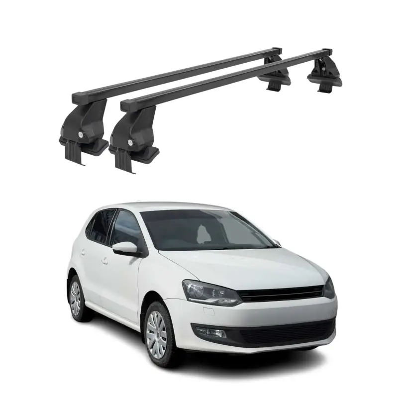 Heißes Angebot Menabo Dachträger Grundtäger für VW Polo 2009-2017 3tür 50kg Stahl Schwarz 2 tlg