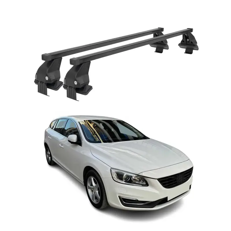 Rabatt Menabo Dachträger Grundtäger für Volvo V60 2013-2018 FL 50kg Stahl Schwarz 2 tlg
