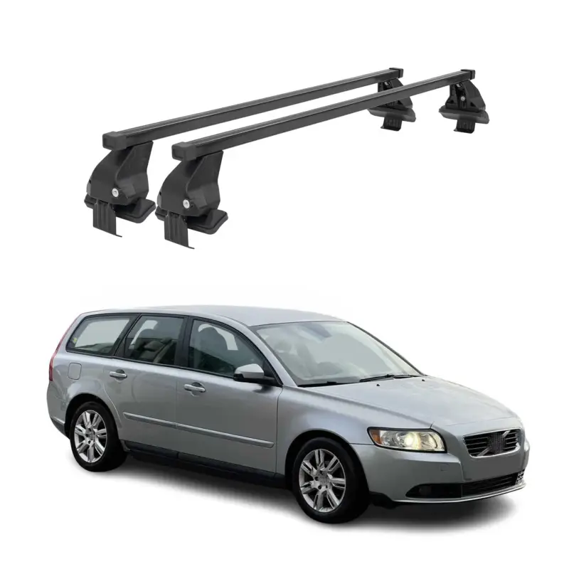 Neu Im Sortiment Menabo Dachträger Grundtäger für Volvo V50 2007-2012 FL 50kg Stahl Schwarz 2 tlg